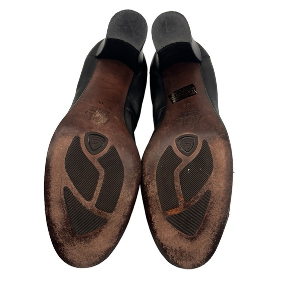 AGL Attilio Giusti Leombruni Black Leather Cap Toe Block Heels Size 39 Women’s - Picture 9 of 9